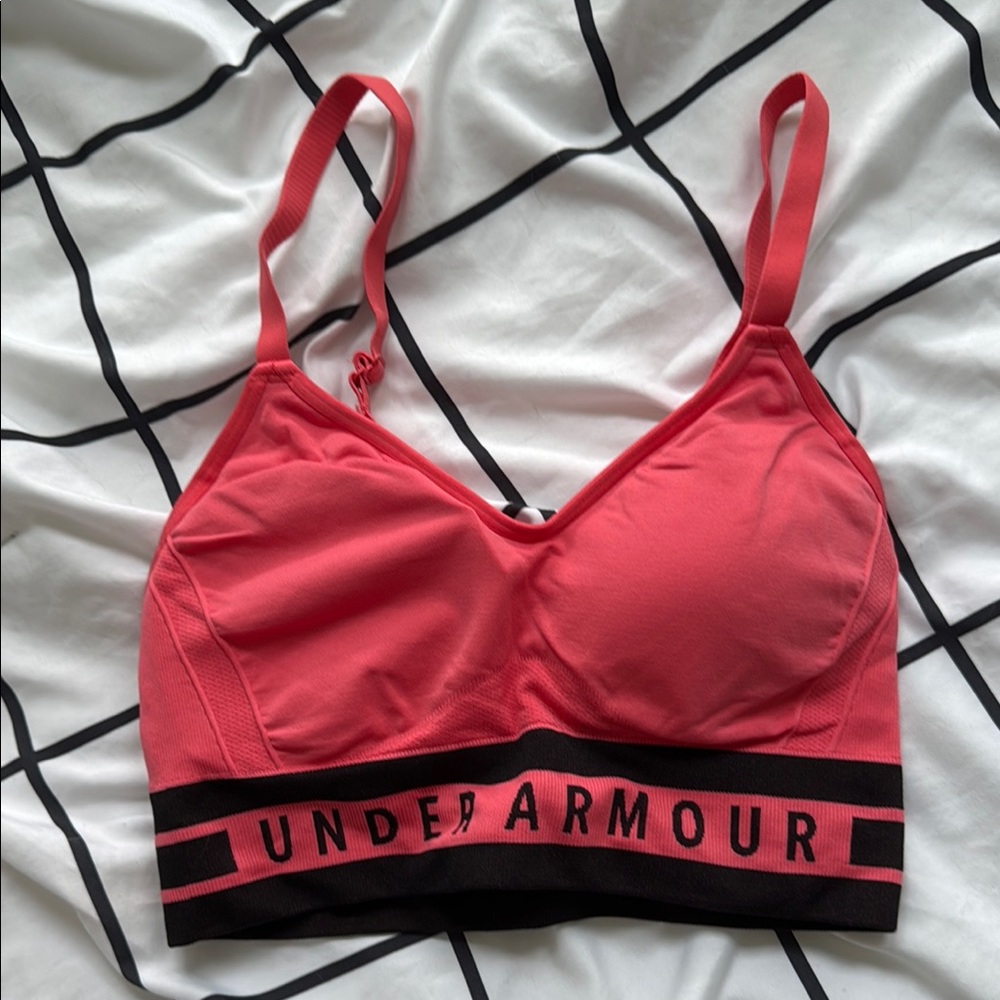 Under Armour Pink Sports Bra Stretchy V-Neck